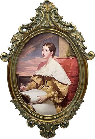 Vintage Oval Picture Frame 7x9 Inch, Antique Ornate Victorian Photo Frames with Glass Front, Tabletop & Wall Hanging, Photo Gallery, Gift Ideas, Imitation Wood in Saudi Arabia
