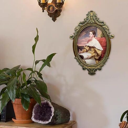Vintage Oval Picture Frame 7x9 Inch, Antique Ornate Victorian Photo Frames with Glass Front, Tabletop & Wall Hanging, Photo Gallery, Gift Ideas, Imitation Wood in Saudi Arabia
