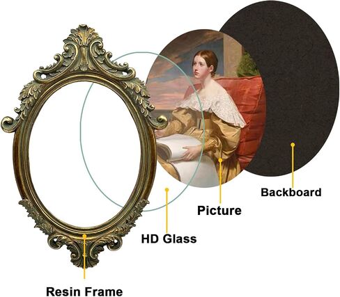 Vintage Oval Picture Frame 7x9 Inch, Antique Ornate Victorian Photo Frames with Glass Front, Tabletop & Wall Hanging, Photo Gallery, Gift Ideas, Imitation Wood in Saudi Arabia