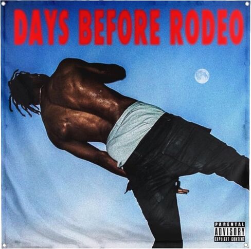 Banger - Days Before Rodeo Travis Scott Album Cover Art Tapestry Flag Banner Motivational Inspirational Funny Office Gym Wall Dorm Decor Design on a 3.5 X 3.5 Feet Flag with 4 Grommets for Easy Wall in Saudi Arabia
