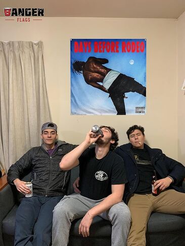 Banger - Days Before Rodeo Travis Scott Album Cover Art Tapestry Flag Banner Motivational Inspirational Funny Office Gym Wall Dorm Decor Design on a 3.5 X 3.5 Feet Flag with 4 Grommets for Easy Wall in Saudi Arabia
