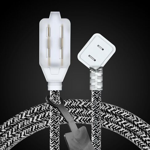 AWLETEC 2 حزمة سلك تمديد 3 منافذ، كابل مضفر بطول 6 أقدام، 3 منافذ مستقطبة مع غطاء أمان لحماية المكتب المنزلي، 16/2 SPT-2 UL مدرج، أسود/أبيض in Kuwait
