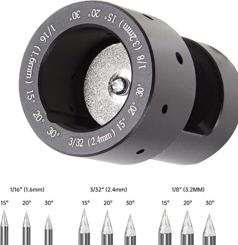 Tungsten Electrode Sharpener Grinder TIG Welding Set, ALUMINUM TIG Sharpener Welding Tungsten Grinder Head 12 Holes Rotary Tool, with Slot Tungsten Sharpener Multi-Angle, 5pc Wheels in Saudi Arabia