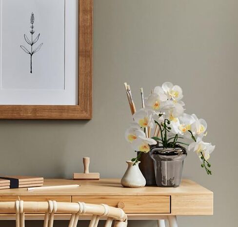 Faux Artificial Orchid Flowers in Vase, Real Touch Orchid in Pot Orquideas Fake Flowers for Home Decoration Indoor Decor Living Room Dinning Table Centerpiece (Gold Vase, White) in Saudi Arabia
