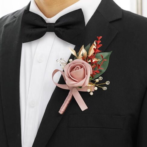SOJOCK Set of 6 Boutonnieres for Men,Men's Boutonnieres with Pins-Perfect for Weddings,Ceremonies,Anniversaries,Dinner Parties,and Dance Parties in Saudi Arabia