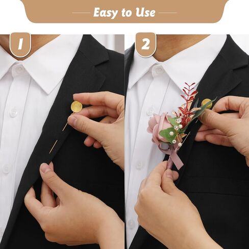 SOJOCK Set of 6 Boutonnieres for Men,Men's Boutonnieres with Pins-Perfect for Weddings,Ceremonies,Anniversaries,Dinner Parties,and Dance Parties in Saudi Arabia