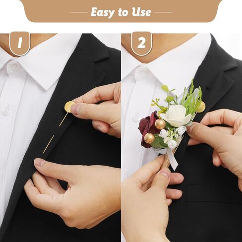 SOJOCK Set of 6 Boutonnieres for Men,Men's Boutonnieres with Pins-Perfect for Weddings,Ceremonies,Anniversaries,Dinner Parties,and Dance Parties in Saudi Arabia