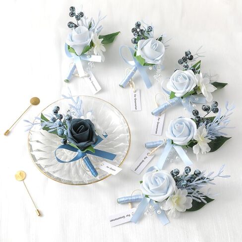 SOJOCK Set of 6 Boutonnieres for Men,Men's Boutonnieres with Pins-Perfect for Weddings,Ceremonies,Anniversaries,Dinner Parties,and Dance Parties in Saudi Arabia