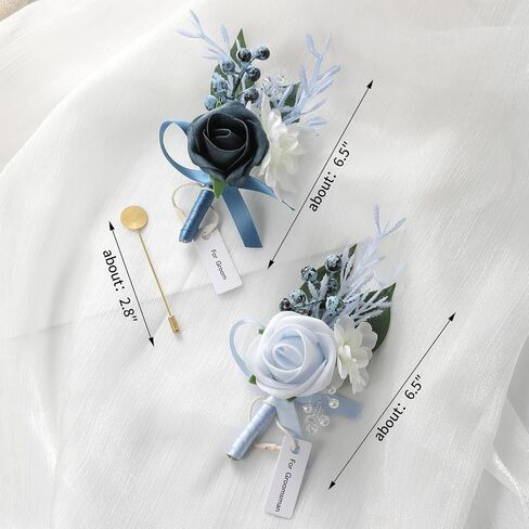 SOJOCK Set of 6 Boutonnieres for Men,Men's Boutonnieres with Pins-Perfect for Weddings,Ceremonies,Anniversaries,Dinner Parties,and Dance Parties in Saudi Arabia