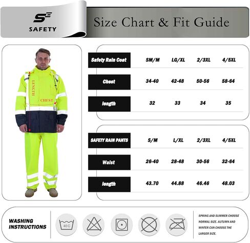sesafety Hi Vis Rain Jacket, Class 3 High Visibility Rain Gear for Men, Rain Suits for Men Waterproof with Nterior Mesh, Zipper, Yellow (L/XL) in Saudi Arabia