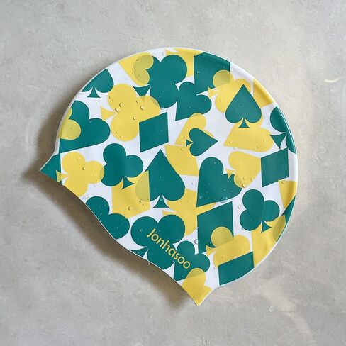 Silicone Swim Cap for Women, Waterproof Swimming Caps with Poker Printed in Saudi Arabia