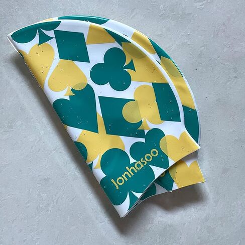 Silicone Swim Cap for Women, Waterproof Swimming Caps with Poker Printed in Saudi Arabia