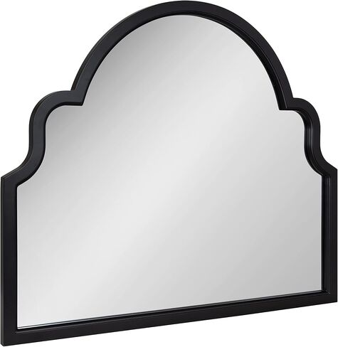 Kate and Laurel Hogan Wooden Arched Wall Mirror, 20 x 30, Rustic Brown, Vintage Farmhouse Moroccan Arch Wood Mirror with Unique Scalloped Corners and Modern Shape in Saudi Arabia