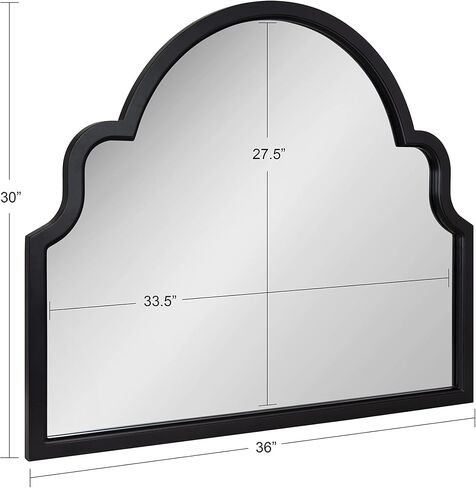 Kate and Laurel Hogan Wooden Arched Wall Mirror, 20 x 30, Rustic Brown, Vintage Farmhouse Moroccan Arch Wood Mirror with Unique Scalloped Corners and Modern Shape in Saudi Arabia