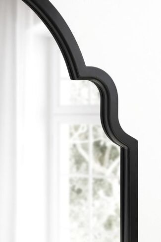 Kate and Laurel Hogan Wooden Arched Wall Mirror, 20 x 30, Rustic Brown, Vintage Farmhouse Moroccan Arch Wood Mirror with Unique Scalloped Corners and Modern Shape in Saudi Arabia