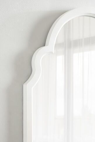 Kate and Laurel Hogan Wooden Arched Wall Mirror, 20 x 30, Rustic Brown, Vintage Farmhouse Moroccan Arch Wood Mirror with Unique Scalloped Corners and Modern Shape in Saudi Arabia