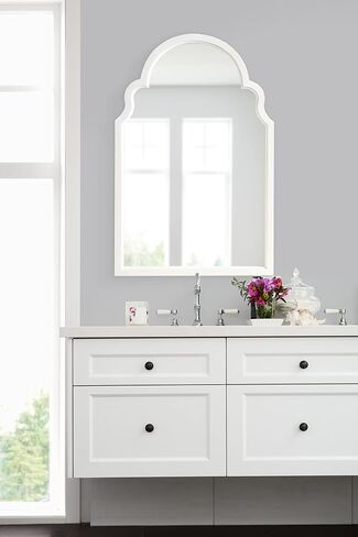Kate and Laurel Hogan Wooden Arched Wall Mirror, 20 x 30, Rustic Brown, Vintage Farmhouse Moroccan Arch Wood Mirror with Unique Scalloped Corners and Modern Shape in Saudi Arabia