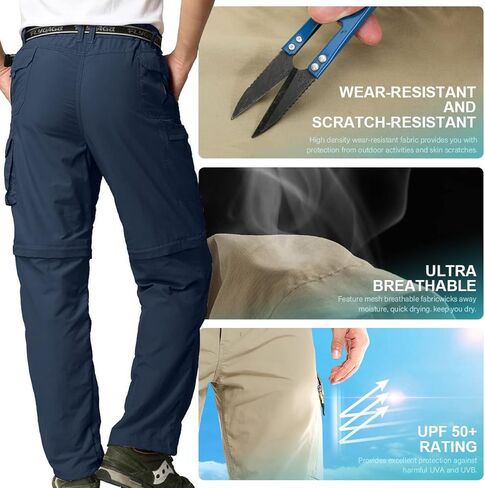 سروال رجالي للمشي لمسافات طويلة قابل للتحويل سريع الجفاف بسحاب للصيد والسفر وسفاري in Kuwait