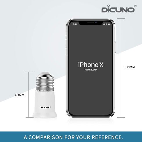 DiCUNO E26 to E26 Socket Extender-3CM/1.18 Inch Extension, 165℃ Heat-Resistant No Fire Hazard, Standard Medium E26 Light Bulb Socket Extension 6-Pack in Saudi Arabia