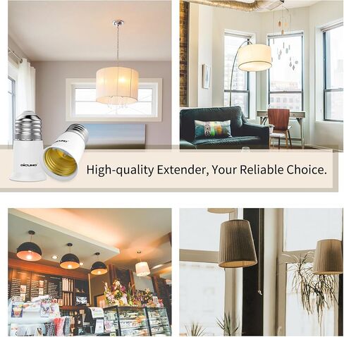 DiCUNO E26 to E26 Socket Extender-3CM/1.18 Inch Extension, 165℃ Heat-Resistant No Fire Hazard, Standard Medium E26 Light Bulb Socket Extension 6-Pack in Saudi Arabia