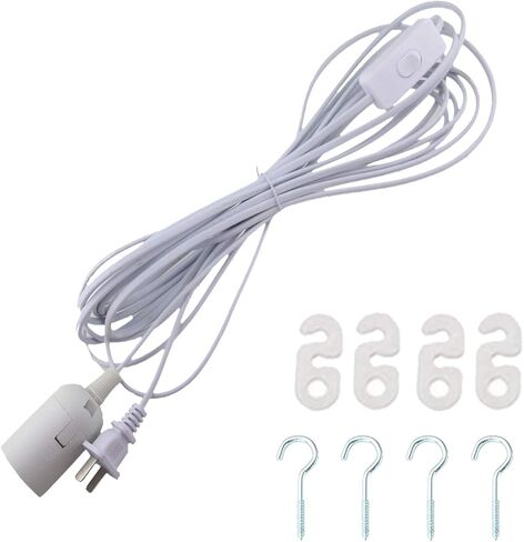Rextin E26/E27 LED Light socket 13FT extension cord with On/Off switch and US AC Power Plug Bulb Socket for Pendant Lighting Bulb Lamp in Kitchen Bedroom Restaurant (13ft) in Saudi Arabia