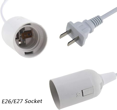 Rextin E26/E27 LED Light socket 13FT extension cord with On/Off switch and US AC Power Plug Bulb Socket for Pendant Lighting Bulb Lamp in Kitchen Bedroom Restaurant (13ft) in Saudi Arabia