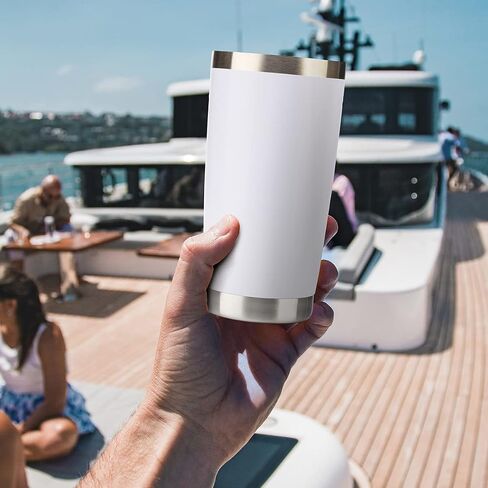 CIVAGO 20oz Tumbler with Lid and Straw, Stainless Steel Vacuum Insulated Coffee Tumbler Cup, Double Wall Powder Coated Travel Mug (White, 1 Pack) in Saudi Arabia