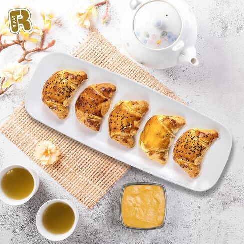 R-kay 4 Pack Plastic Serving Trays for Party - White Serving Tray 17 by 6.5 in - Heavy Duty Dessert Trays for Food - Rectangular Party Serving Trays - Premium Party Trays - White Platters in Saudi Arabia