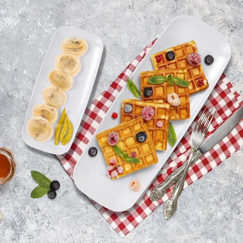 R-kay 4 Pack Plastic Serving Trays for Party - White Serving Tray 17 by 6.5 in - Heavy Duty Dessert Trays for Food - Rectangular Party Serving Trays - Premium Party Trays - White Platters in Saudi Arabia