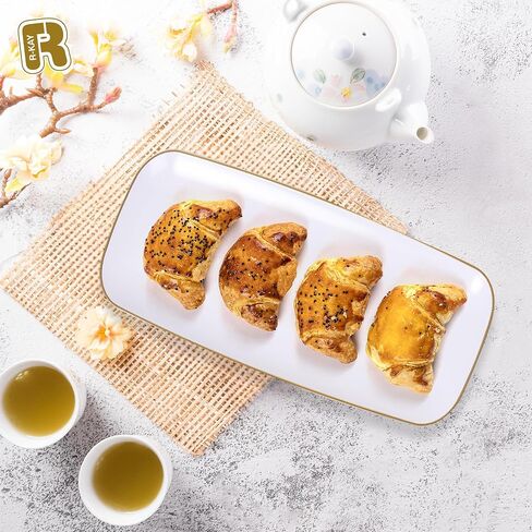 R-kay 4 Pack Plastic Serving Trays for Party - White Serving Tray 17 by 6.5 in - Heavy Duty Dessert Trays for Food - Rectangular Party Serving Trays - Premium Party Trays - White Platters in Saudi Arabia