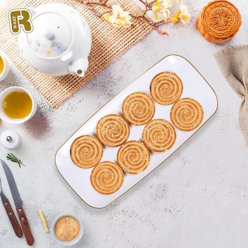R-kay 4 Pack Plastic Serving Trays for Party - White Serving Tray 17 by 6.5 in - Heavy Duty Dessert Trays for Food - Rectangular Party Serving Trays - Premium Party Trays - White Platters in Saudi Arabia