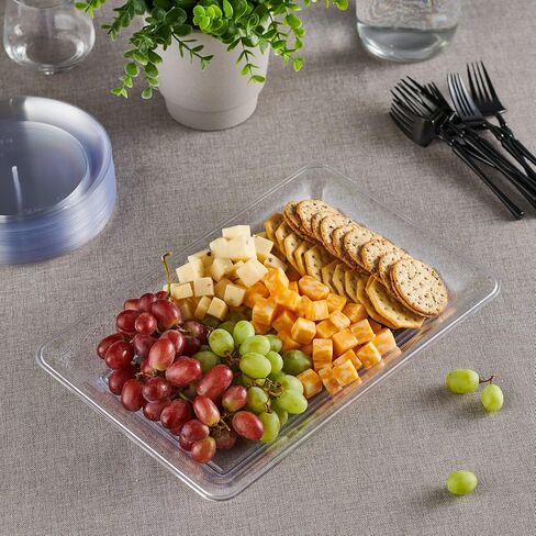 PLASTICPRO Plastic Serving Trays - Serving Platters Rectangle 10 X 14 Disposable Party Dish Black Pack of 4 in Saudi Arabia
