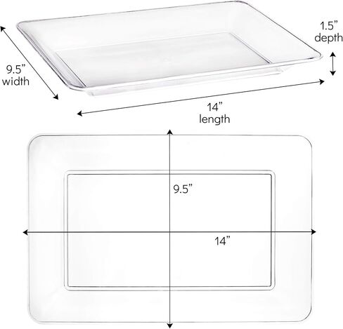 PLASTICPRO Plastic Serving Trays - Serving Platters Rectangle 10 X 14 Disposable Party Dish Black Pack of 4 in Saudi Arabia