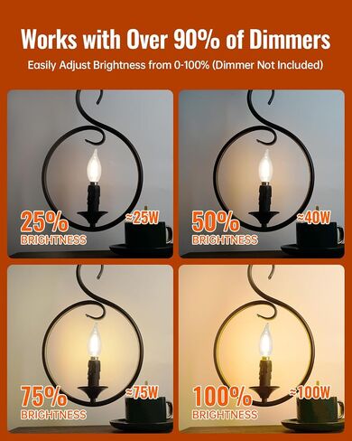 OMED E12 Candelabra LED Light Bulbs 100W Equivalent, 2200K Soft Yellow, Dimmable LED Chandelier Light Bulbs, 7W 1000 Lumen Amber LED Candle Light Bulbs for Living Room, Light Fixture, 2 Pack in Saudi Arabia