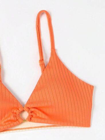 Milumia Girl's Two Piece Swimsuit Color Block Cut Out V Neck Bikini Set in Saudi Arabia