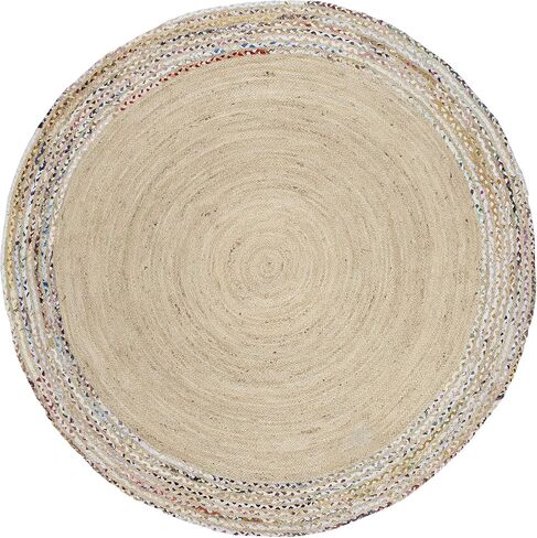 SAFAVIEH Cape Cod Collection Area Rug - 3' Round, Ivory & Light Beige, Handmade Braided Jute, Ideal for High Traffic Areas in Living Room, Bedroom (CAP207B) in Saudi Arabia