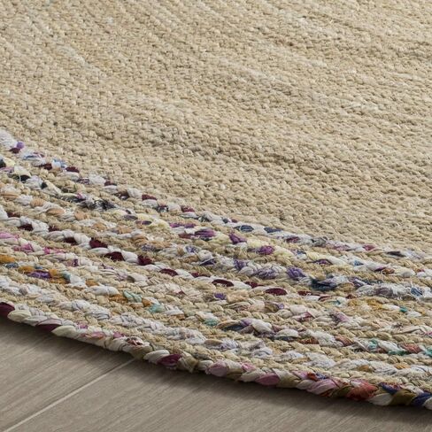 SAFAVIEH Cape Cod Collection Area Rug - 3' Round, Ivory & Light Beige, Handmade Braided Jute, Ideal for High Traffic Areas in Living Room, Bedroom (CAP207B) in Saudi Arabia