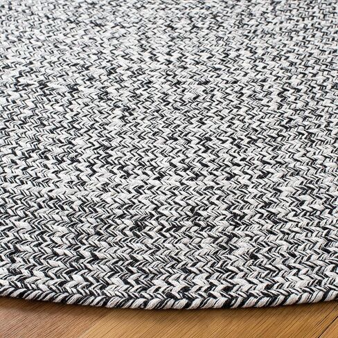 SAFAVIEH Braided Collection Area Rug - 3' Round, Black, Flat Weave Cotton Design, Easy Care, Ideal for High Traffic Areas in Living Room, Bedroom (BRD351Z) in Saudi Arabia