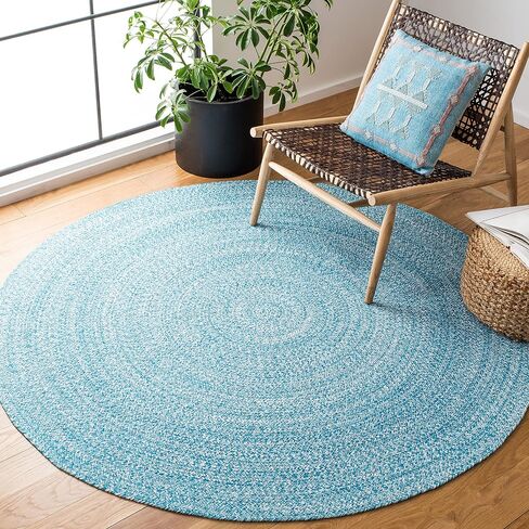 SAFAVIEH Braided Collection Area Rug - 3' Round, Black, Flat Weave Cotton Design, Easy Care, Ideal for High Traffic Areas in Living Room, Bedroom (BRD351Z) in Saudi Arabia