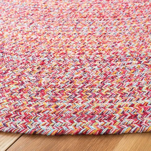 SAFAVIEH Braided Collection Area Rug - 3' Round, Black, Flat Weave Cotton Design, Easy Care, Ideal for High Traffic Areas in Living Room, Bedroom (BRD351Z) in Saudi Arabia