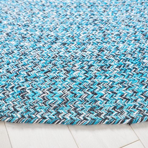 SAFAVIEH Braided Collection Area Rug - 3' Round, Black, Flat Weave Cotton Design, Easy Care, Ideal for High Traffic Areas in Living Room, Bedroom (BRD351Z) in Saudi Arabia