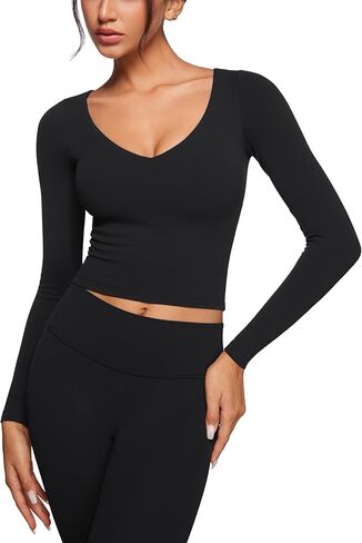 قمصان نسائية قصيرة الأكمام للتمرين ورقبة على شكل حرف V قمصان رياضية مبطنة كاجوال لليوجا والجيم in Kuwait