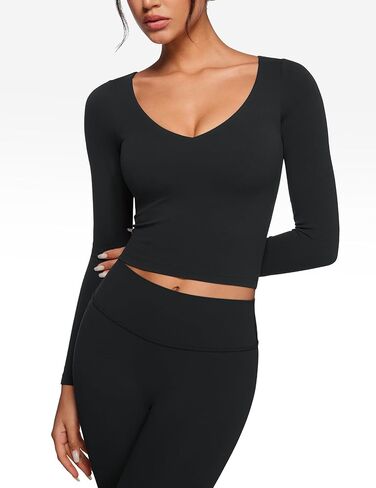 قمصان نسائية قصيرة الأكمام للتمرين ورقبة على شكل حرف V قمصان رياضية مبطنة كاجوال لليوجا والجيم in Kuwait