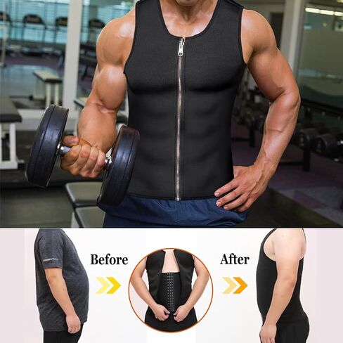 Men Sweat Sauna Vest Body Shaper Waist Trainer Slim Hot Neoprene Sport Fitness Gym Workout Tank Top in Saudi Arabia