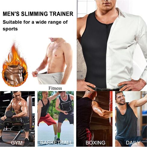 Men Sweat Sauna Vest Body Shaper Waist Trainer Slim Hot Neoprene Sport Fitness Gym Workout Tank Top in Saudi Arabia