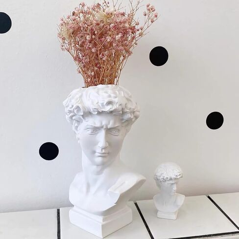 Statue of david Greek statue decor small Head Vase Cute Room Decor dark academia room decor Vases for flowers house decor Holder Room Decorfor Home Decor 1 large&1 small(6.5x3.5 & 2.55*1.57)inch in Saudi Arabia