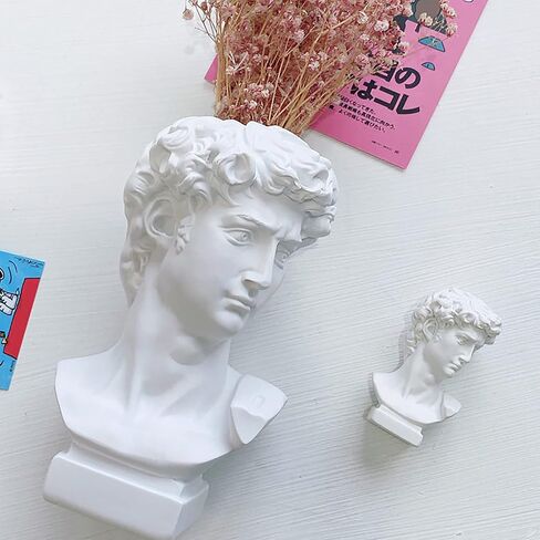 Statue of david Greek statue decor small Head Vase Cute Room Decor dark academia room decor Vases for flowers house decor Holder Room Decorfor Home Decor 1 large&1 small(6.5x3.5 & 2.55*1.57)inch in Saudi Arabia
