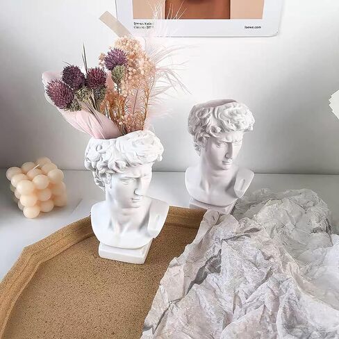 Statue of david Greek statue decor small Head Vase Cute Room Decor dark academia room decor Vases for flowers house decor Holder Room Decorfor Home Decor 1 large&1 small(6.5x3.5 & 2.55*1.57)inch in Saudi Arabia