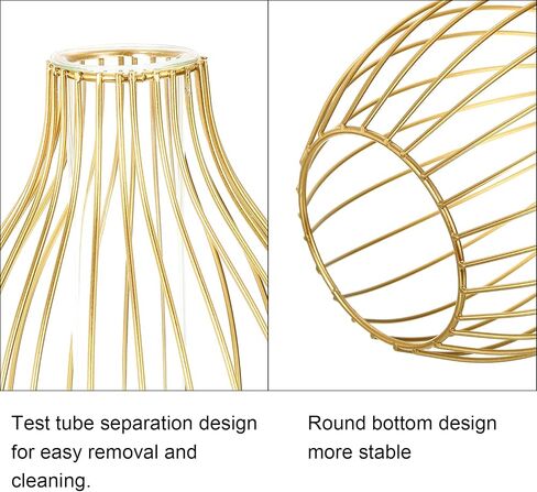 PATIKIL Metal Rack Stand Clear Vase, Test Tube Glass Flower Vase Art Plant Container Lantern Style for Home Office Wedding Decor, Black in Saudi Arabia