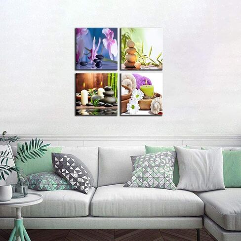 NAN Wind 4 Piece 12"X12" White Daisy Canvas Prints Minimalist Botanical Floral Wall Art Flowers Still Life Nature-Inspired Home Decor Daisy Bloom Framed Canvas Art for Living Room Bedroom in Saudi Arabia